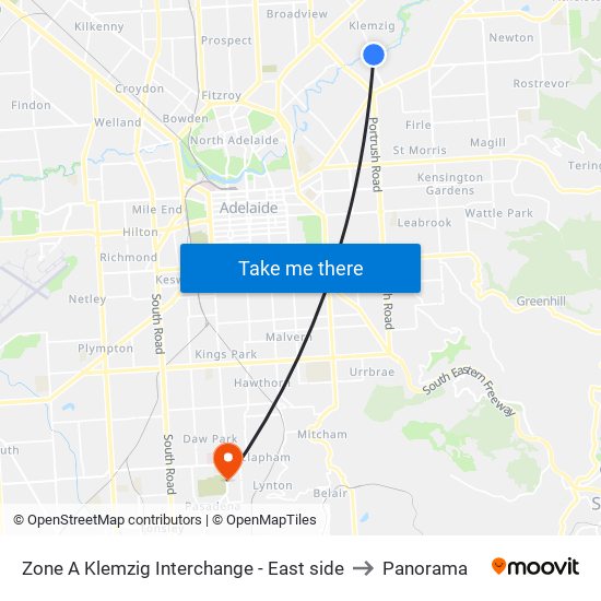 Zone A Klemzig Interchange - East side to Panorama map