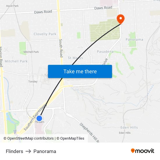 Flinders to Panorama map