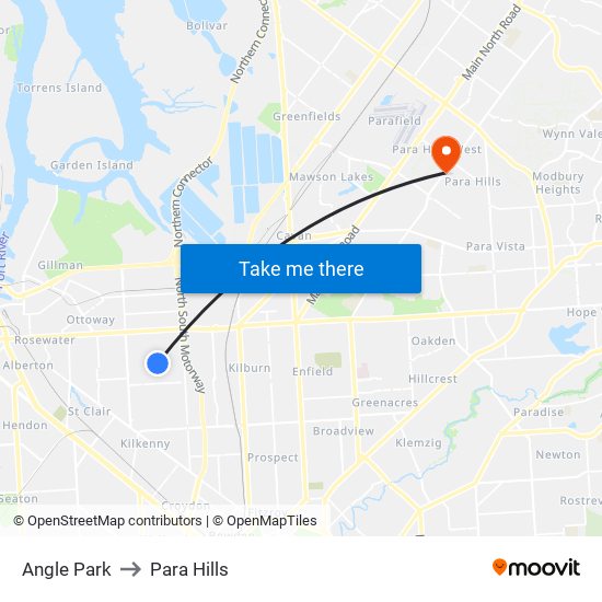 Angle Park to Para Hills map