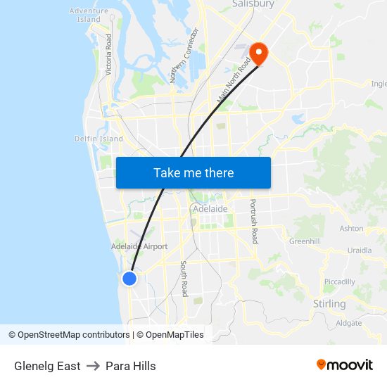 Glenelg East to Para Hills map