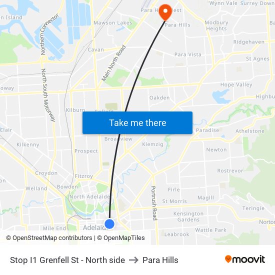 Stop I1 Grenfell St - North side to Para Hills map