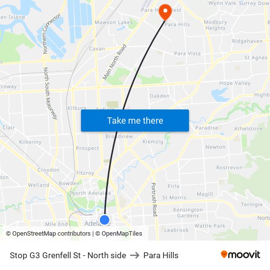 Stop G3 Grenfell St - North side to Para Hills map