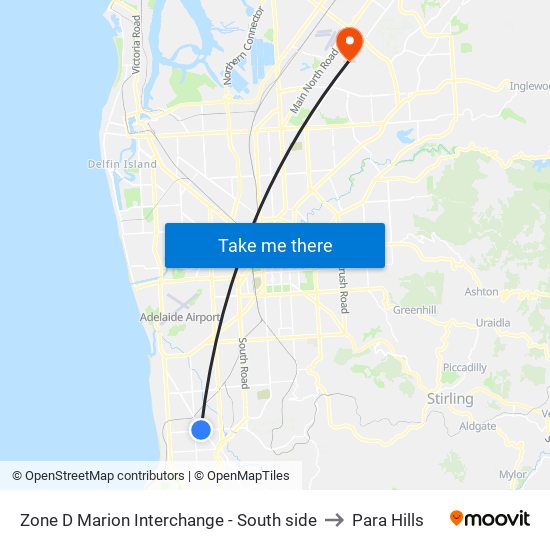 Zone D Marion Interchange - South side to Para Hills map