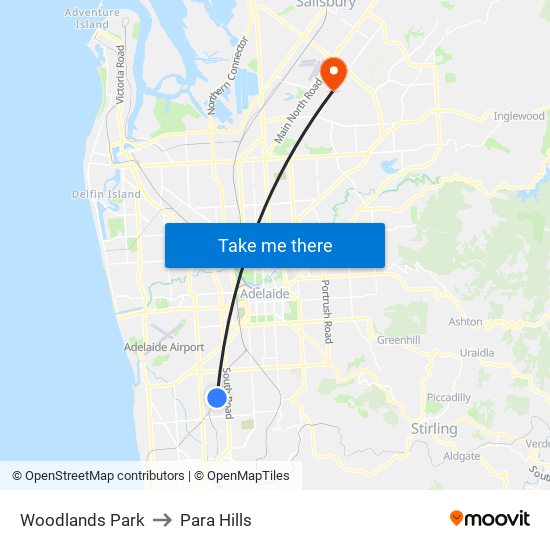 Woodlands Park to Para Hills map