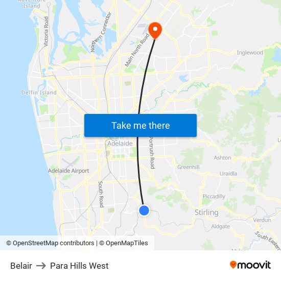 Belair to Para Hills West map