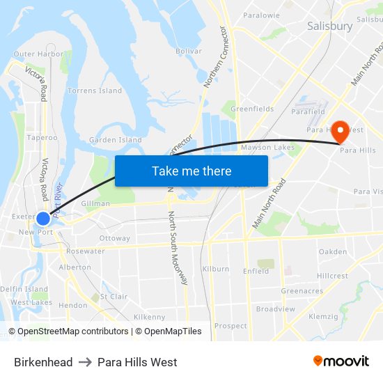 Birkenhead to Para Hills West map