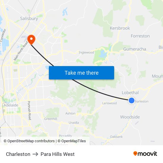 Charleston to Para Hills West map