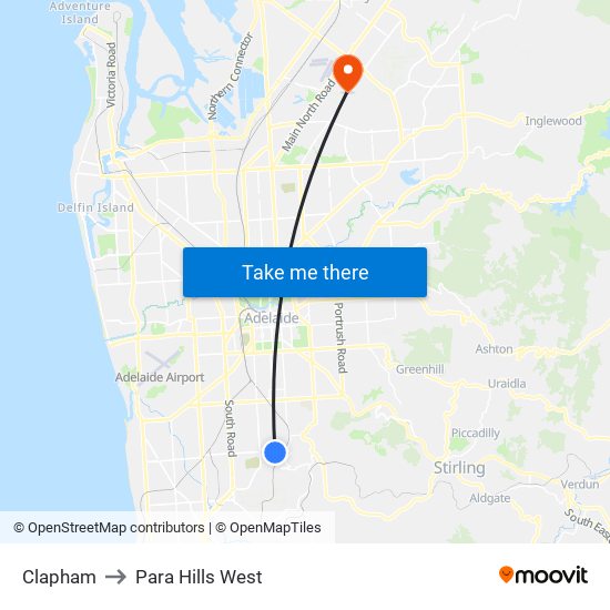 Clapham to Para Hills West map