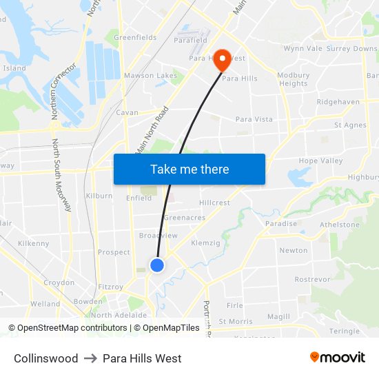 Collinswood to Para Hills West map