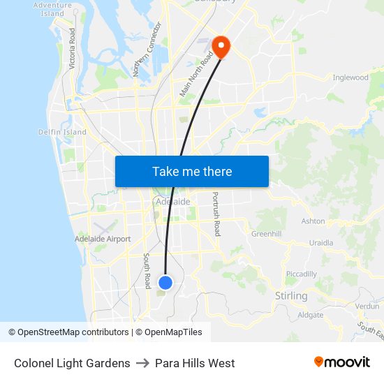 Colonel Light Gardens to Para Hills West map