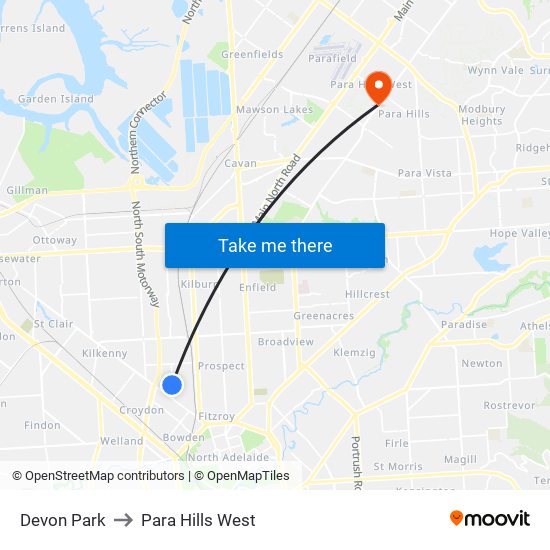 Devon Park to Para Hills West map