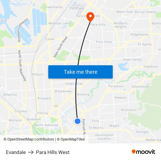 Evandale to Para Hills West map