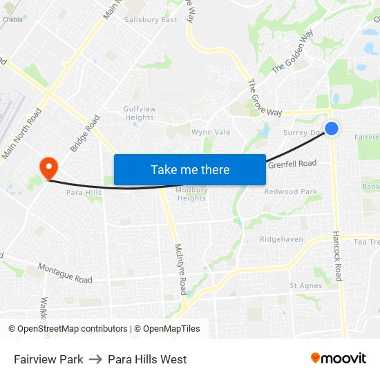 Fairview Park to Para Hills West map