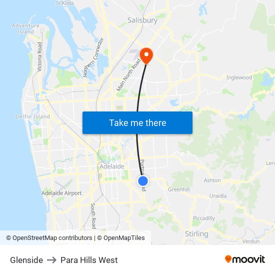 Glenside to Para Hills West map