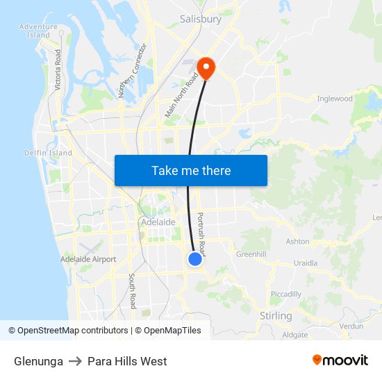 Glenunga to Para Hills West map