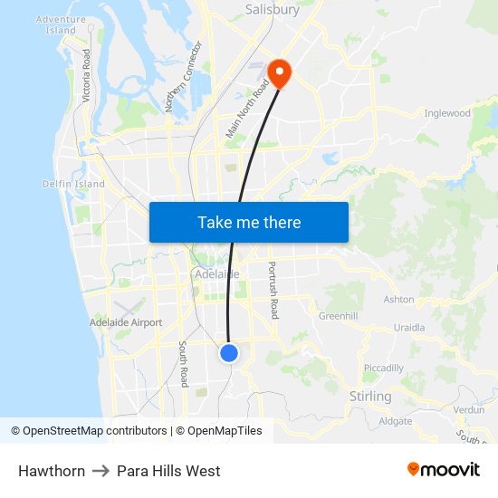 Hawthorn to Para Hills West map
