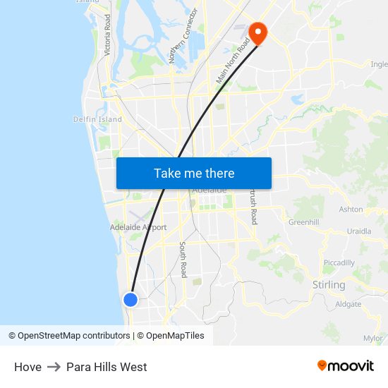 Hove to Para Hills West map