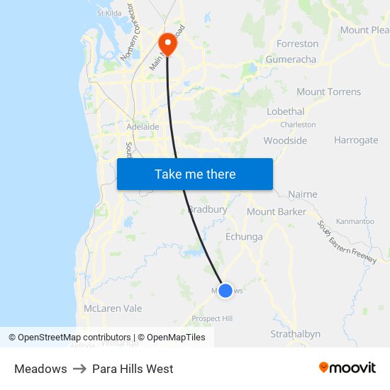 Meadows to Para Hills West map