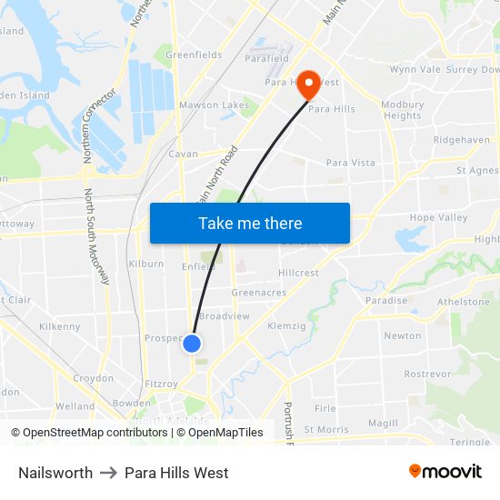 Nailsworth to Para Hills West map