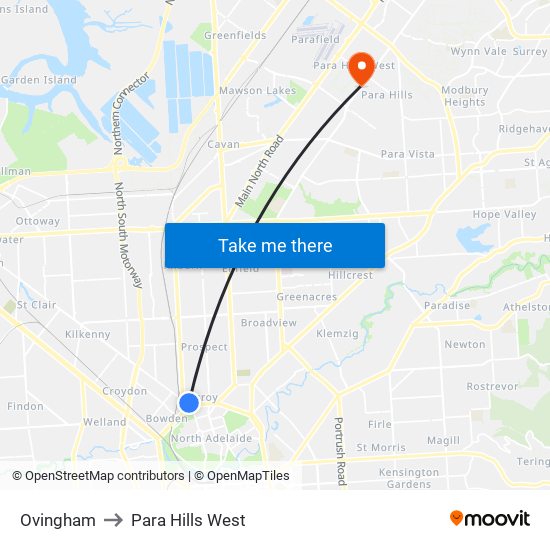 Ovingham to Para Hills West map