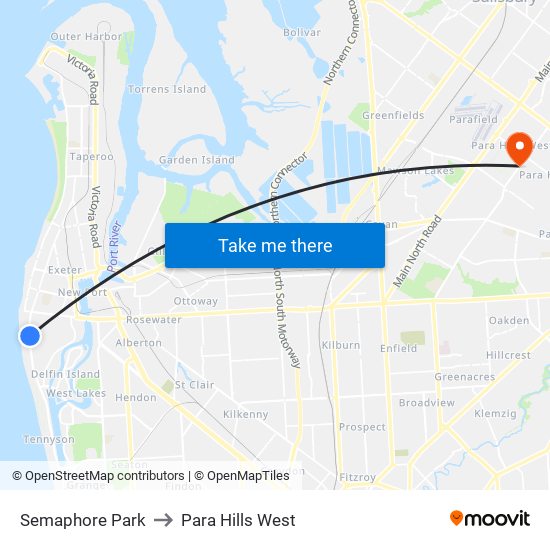Semaphore Park to Para Hills West map