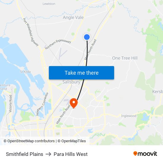 Smithfield Plains to Para Hills West map