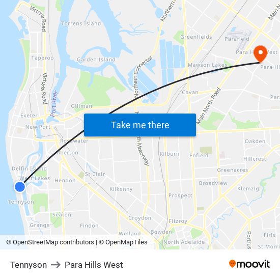 Tennyson to Para Hills West map