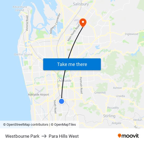 Westbourne Park to Para Hills West map