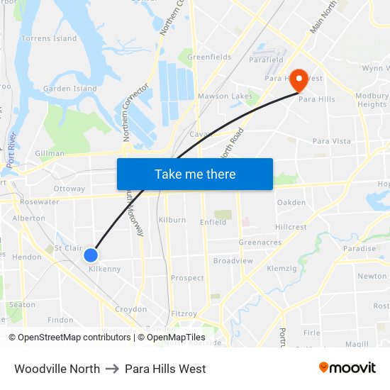 Woodville North to Para Hills West map