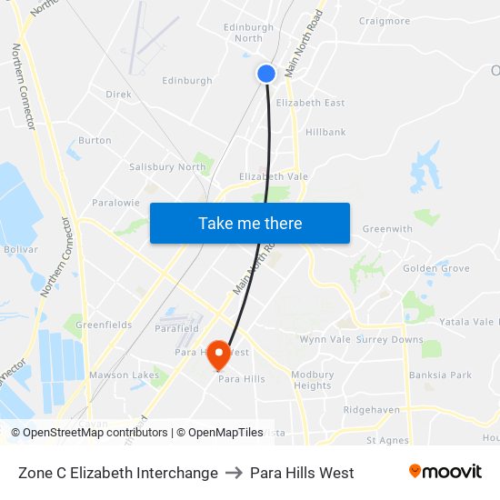 Zone C Elizabeth Interchange to Para Hills West map