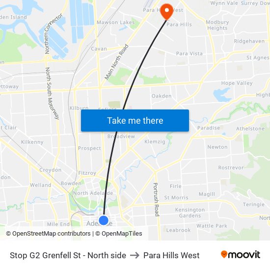 Stop G2 Grenfell St - North side to Para Hills West map