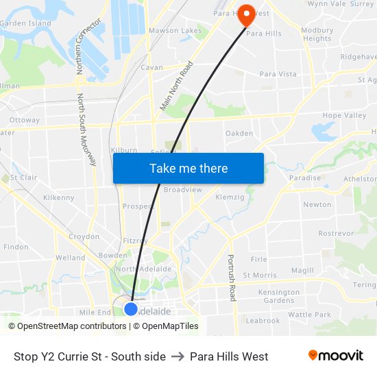Stop Y2 Currie St - South side to Para Hills West map