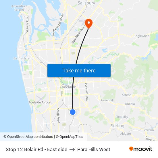 Stop 12 Belair Rd - East side to Para Hills West map