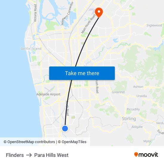 Flinders to Para Hills West map