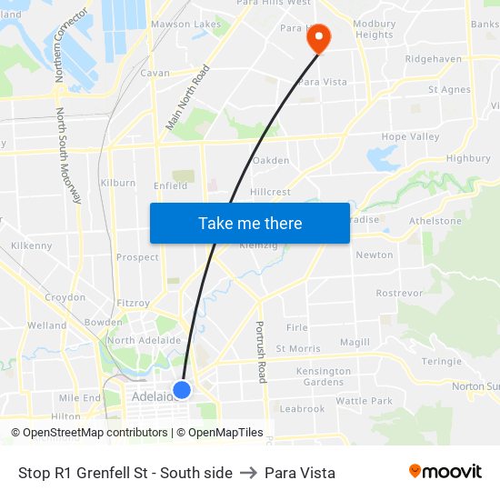 Stop R1 Grenfell St - South side to Para Vista map