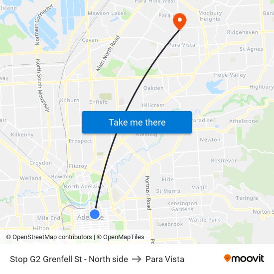 Stop G2 Grenfell St - North side to Para Vista map