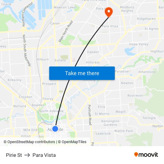 Pirie St to Para Vista map