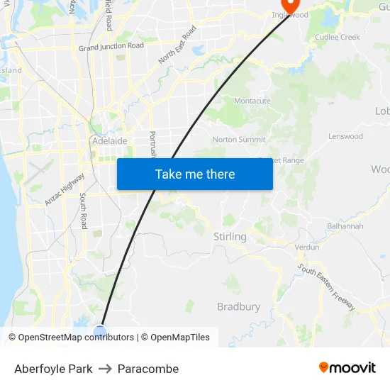 Aberfoyle Park to Paracombe map