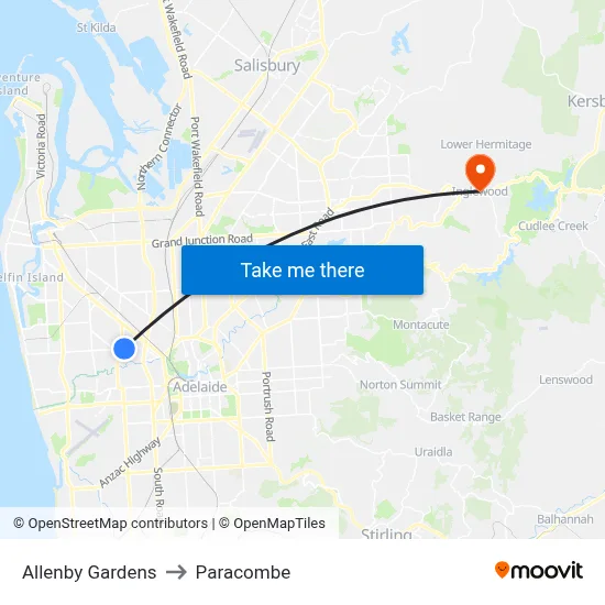 Allenby Gardens to Paracombe map