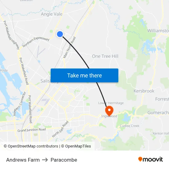 Andrews Farm to Paracombe map