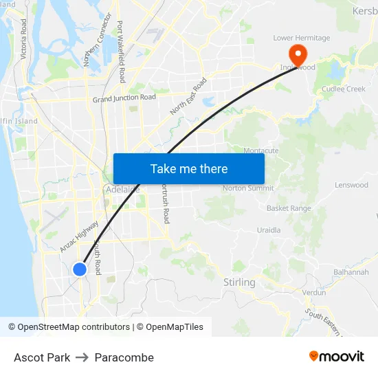 Ascot Park to Paracombe map