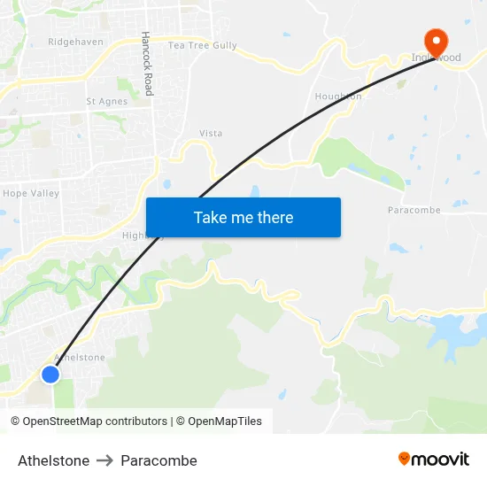 Athelstone to Paracombe map