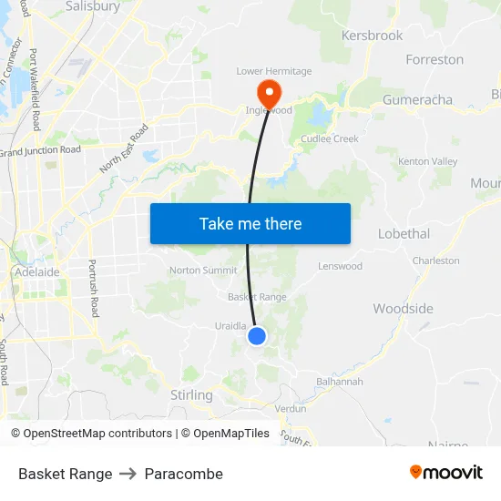 Basket Range to Paracombe map
