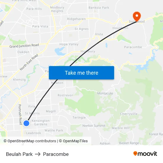 Beulah Park to Paracombe map