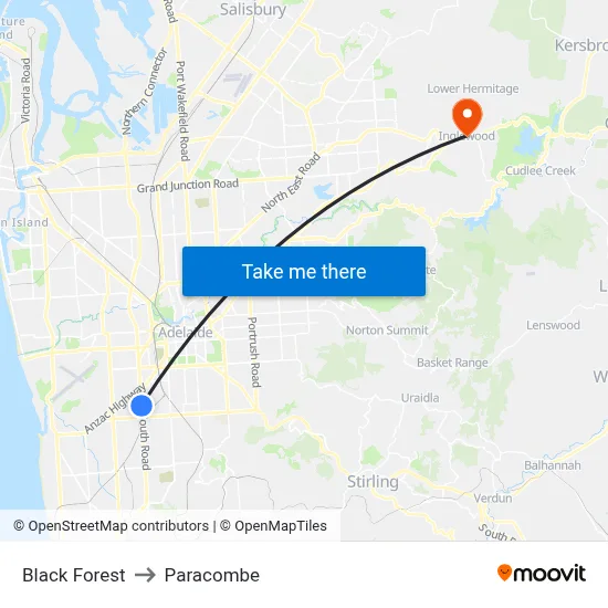 Black Forest to Paracombe map