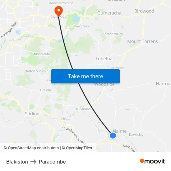 Blakiston to Paracombe map