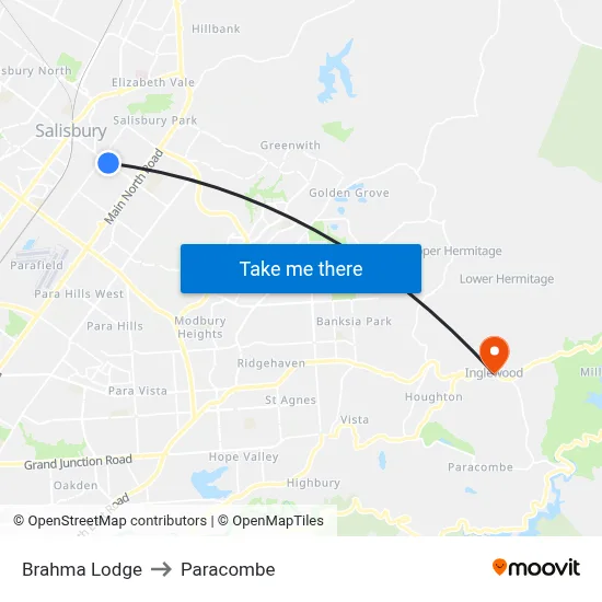 Brahma Lodge to Paracombe map