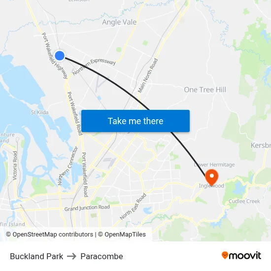 Buckland Park to Paracombe map