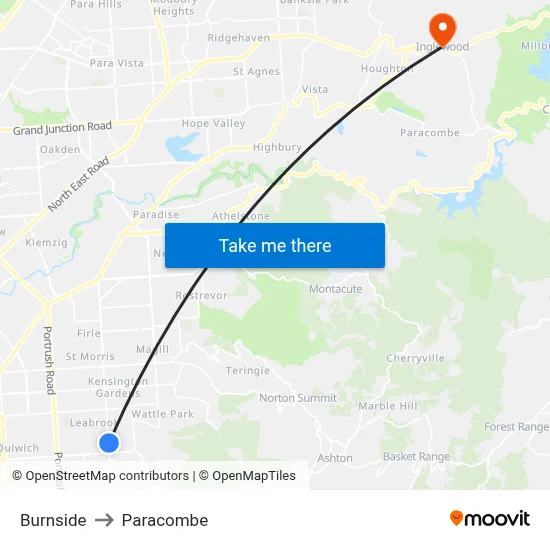 Burnside to Paracombe map