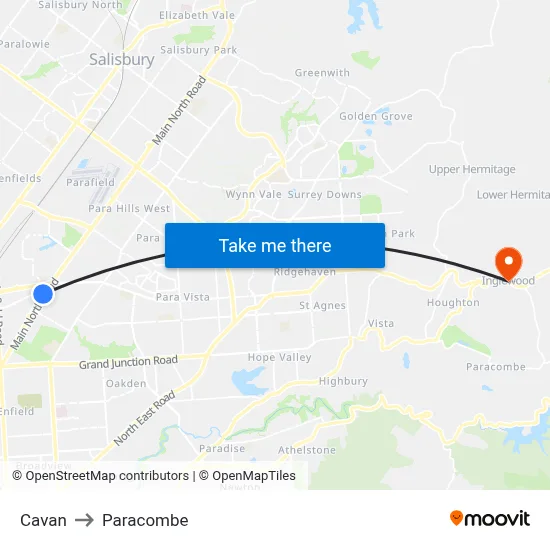 Cavan to Paracombe map